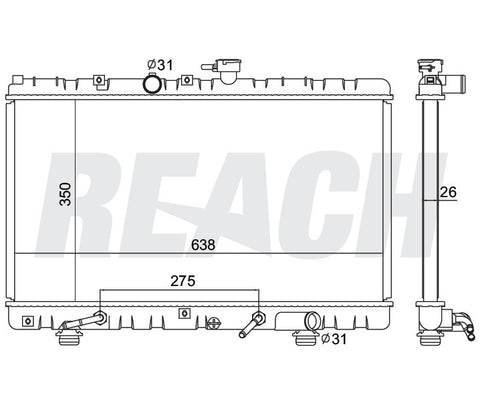 2001 KIA RIO 1.5 L RADIATOR REA41-2392A